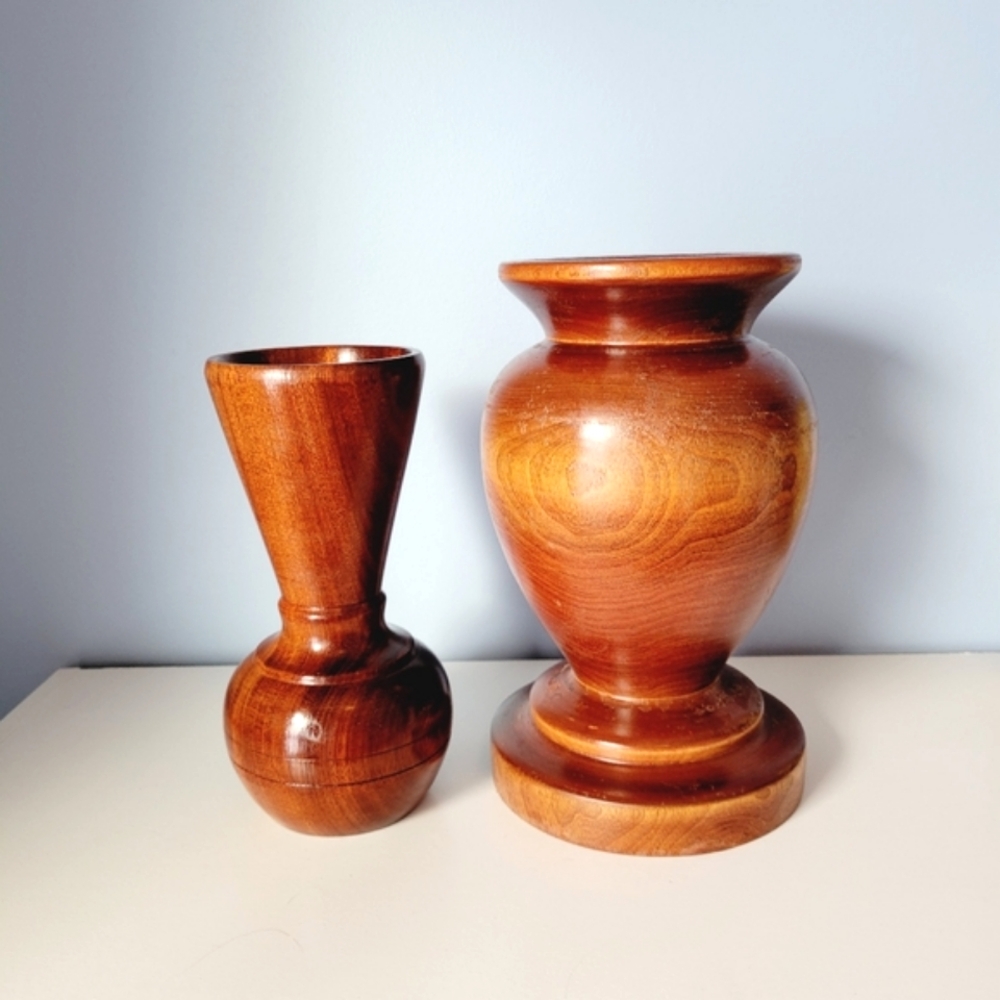 Moose Mountain Birch Wood Hand Turned Vase Set MCM